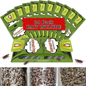 Stingmon Trap 24-pack roach traps placed in kitchen corner for quick capture.