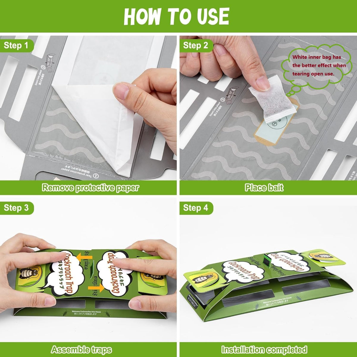 Stingmon Trap multi-entry design attracts roaches from every direction.