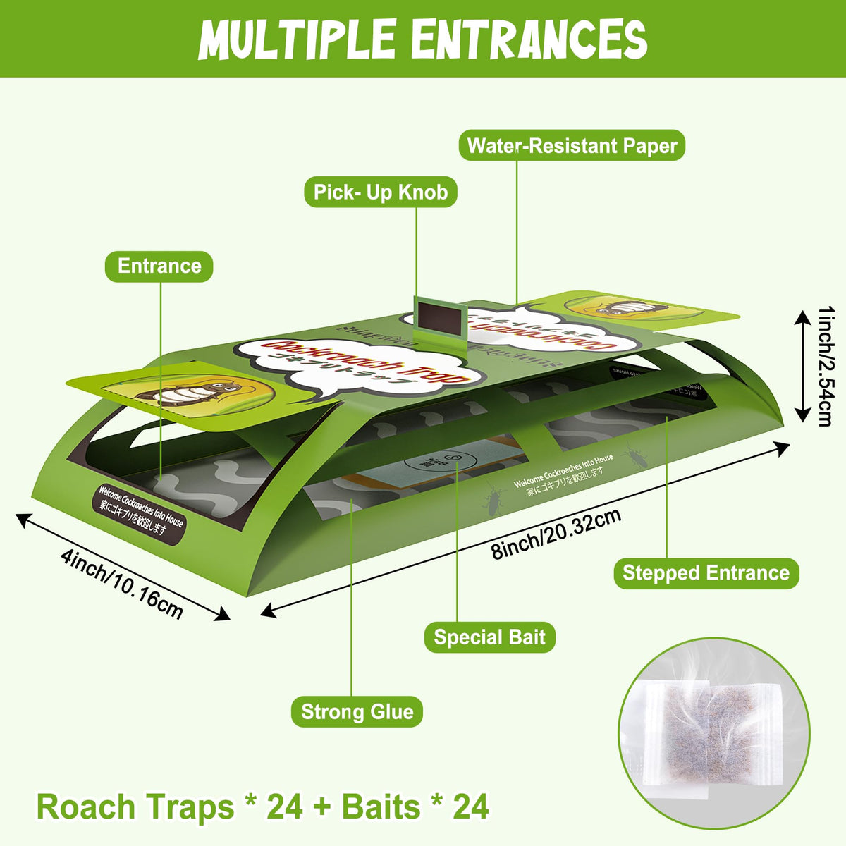 Stingmon Trap sticky adhesive traps securely hold insects until disposal.