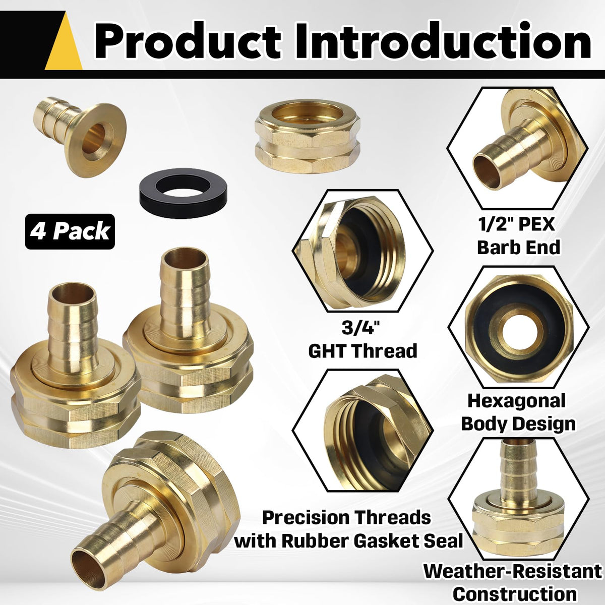 Stitokg hex body swivel provides easy hand-tightening and secure connections.
