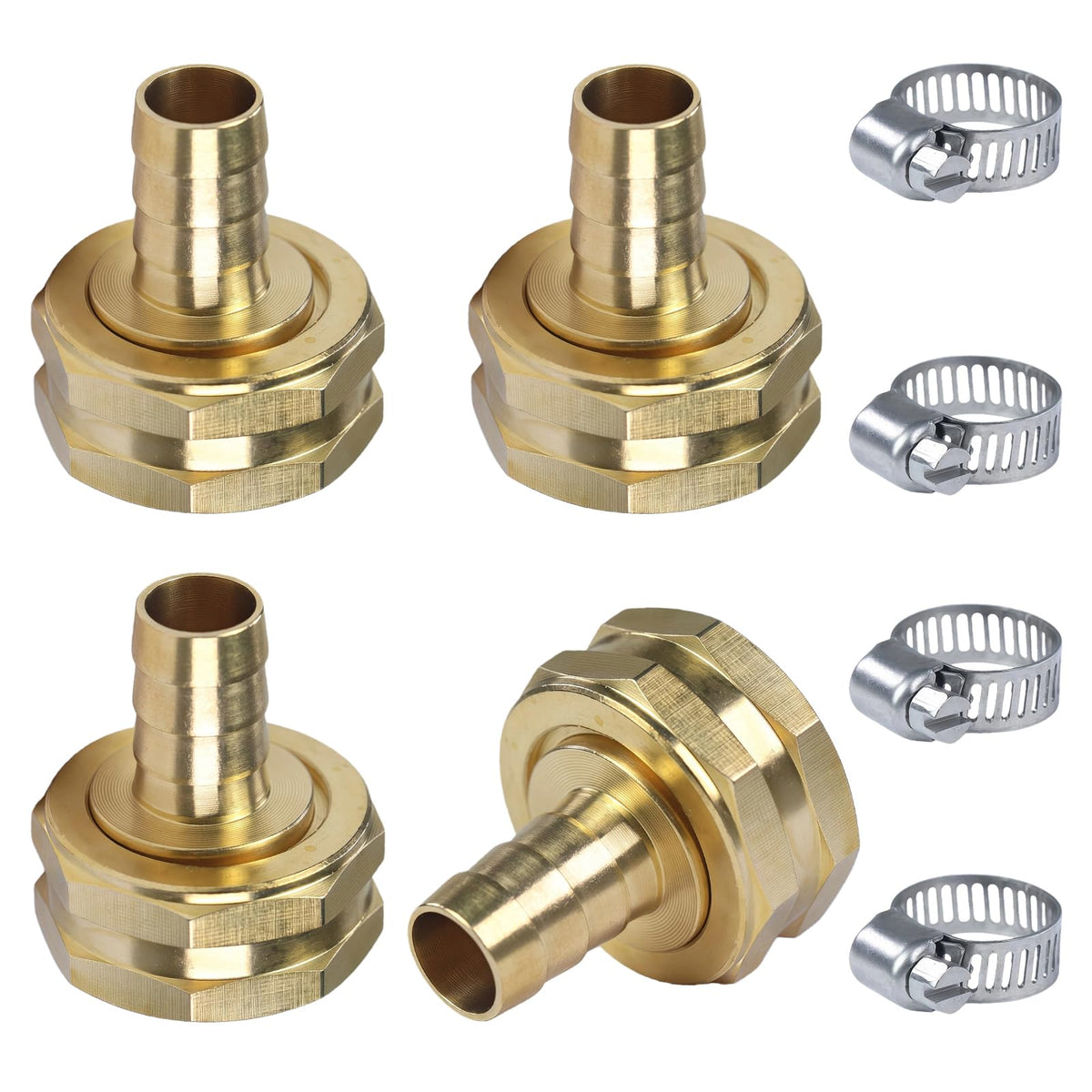 Stitokg pack-shot of brass garden hose adapter for quick outdoor repairs.