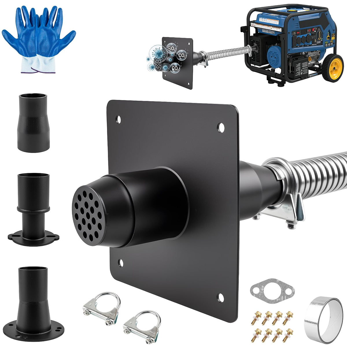 Stolora exhaust extension kit with adapters for broad compatibility across many portable generators.