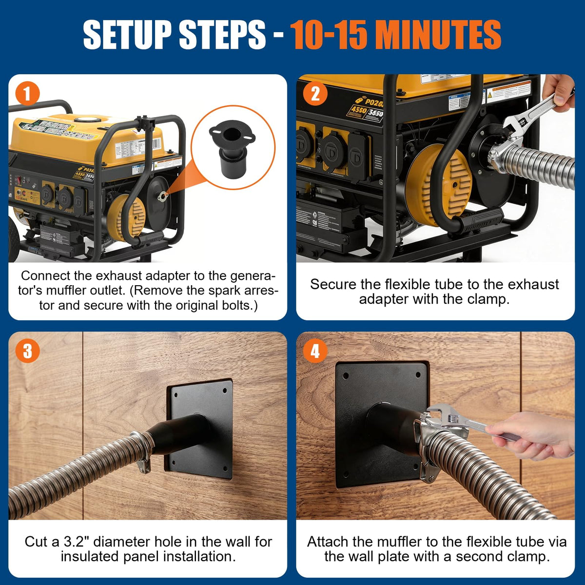 Stolora insulated through-wall mounting plate enables safe exhaust routing.