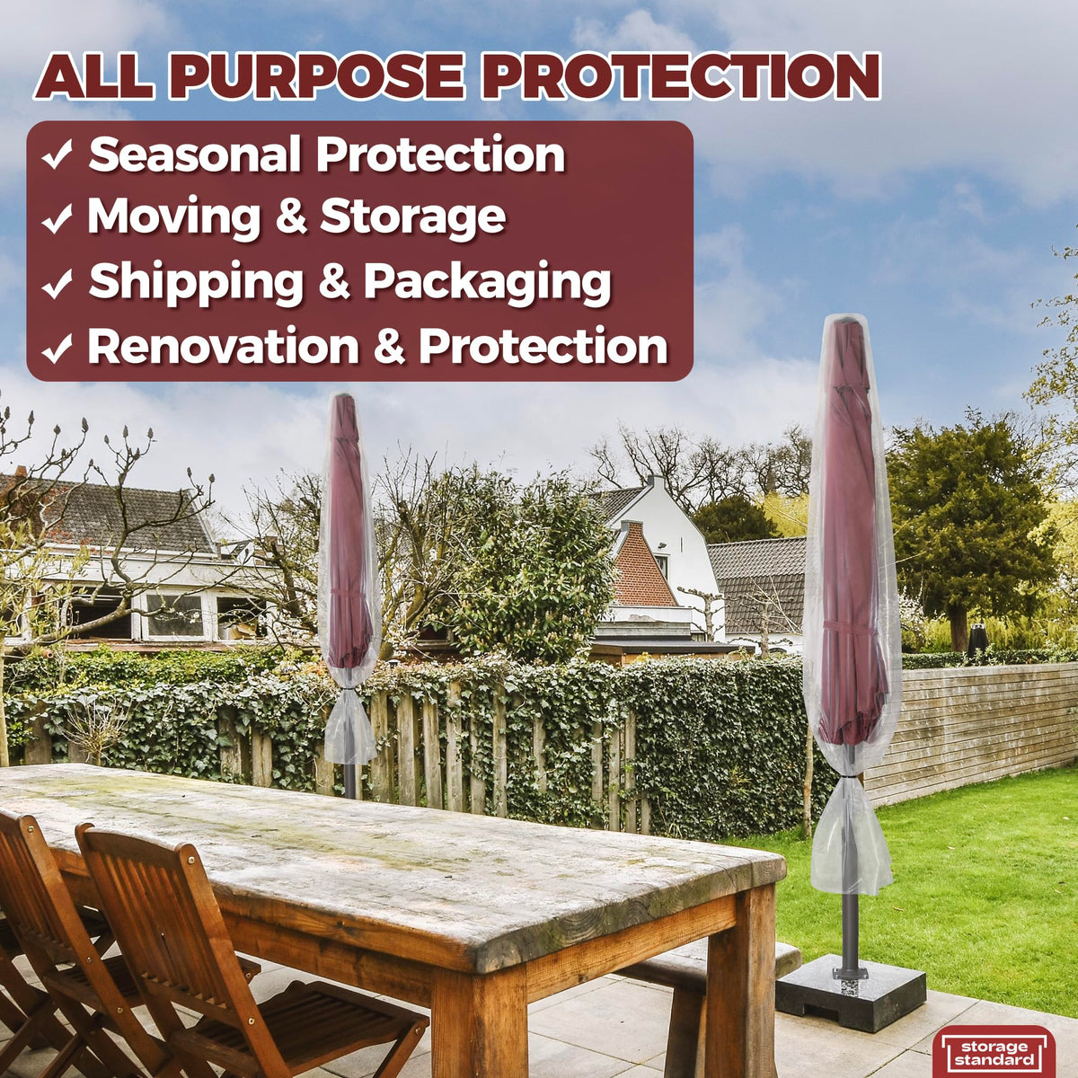 Storage Standard two-pack design saves space in storage.