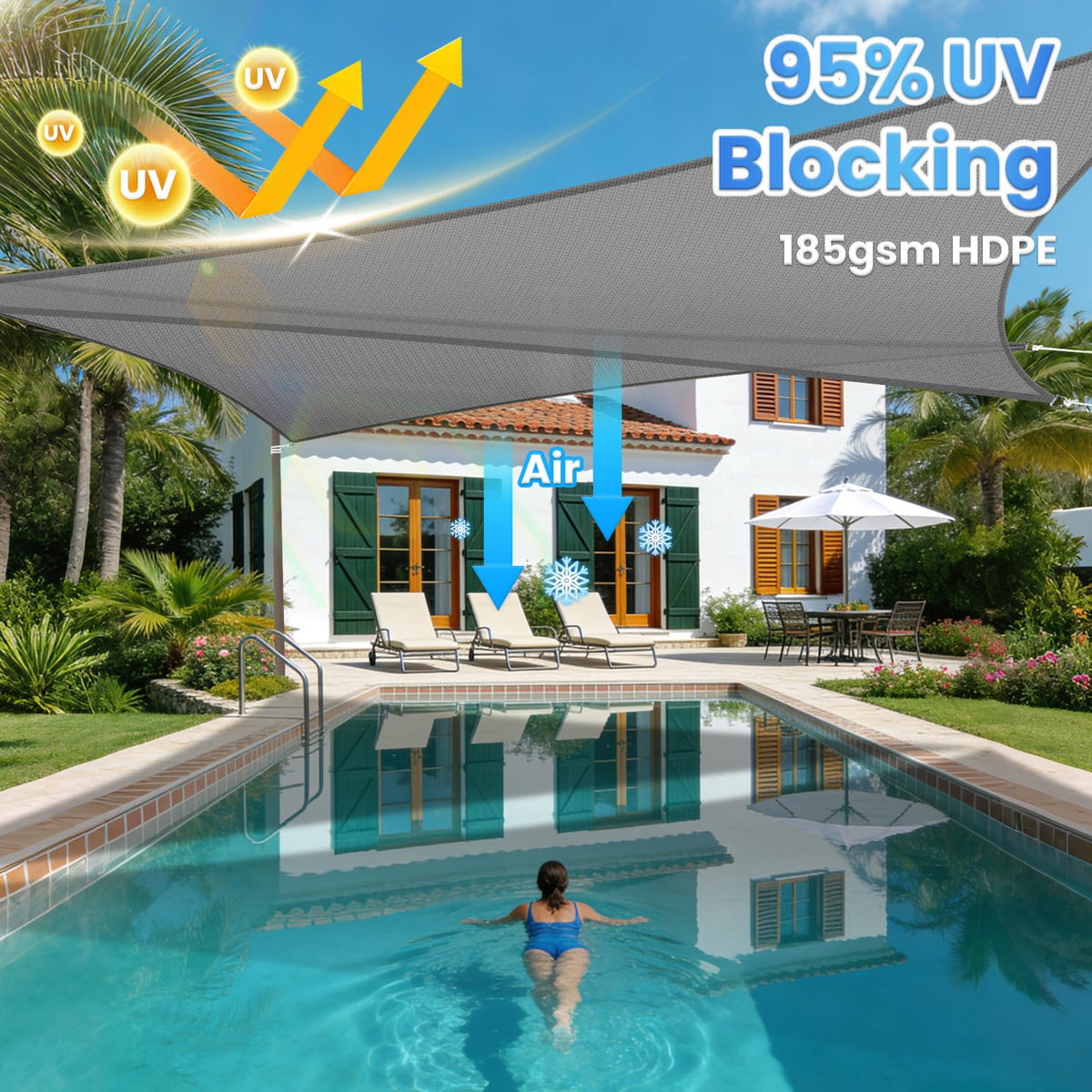 StorageTastic curved edges create a taut, wind-resistant shade.
