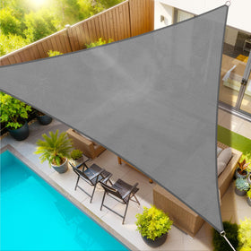 StorageTastic triangle sun sail top view shows 12ft footprint for outdoor shade.