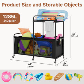 StorageWorks lockable wheels illustrate stable, secure mobility for a pool cart