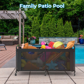 StorageWorks outdoor pool organizer helps tidy the deck area after swimming.