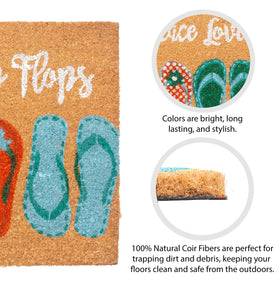 Storm Stopper coir mat welcomes guests while absorbing moisture.