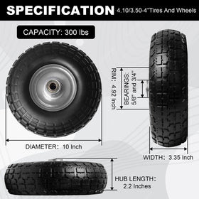 Storystore 10-inch solid rubber wheel ideal for dolly and wheelbarrow upgrades.