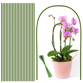 Stroller plant stakes packaging with rust-resistant green coating shown for outdoor use