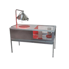 Stromberg's Stand Up Chick Brooder elevated pen with lamp stand supports safe warmth