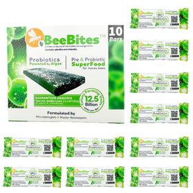 STRONG MICROBIALS BeeBites honeybee bar on a hive frame supports hive vitality.
