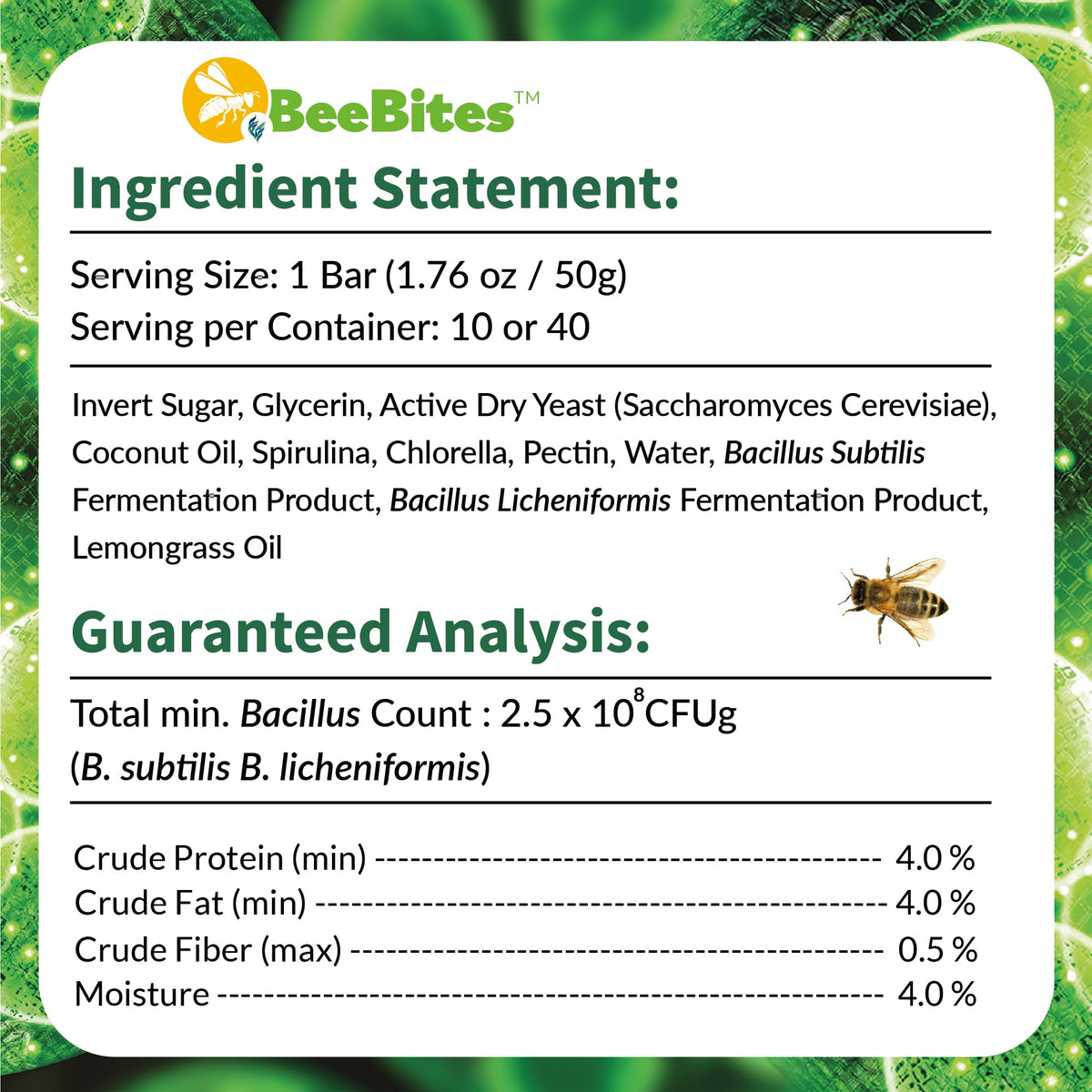 STRONG MICROBIALS BeeBites packaging indicates USA-made formulation by experts.