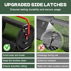 Sturdon peat moss spreader diamond mesh detail highlights durability and precise flow