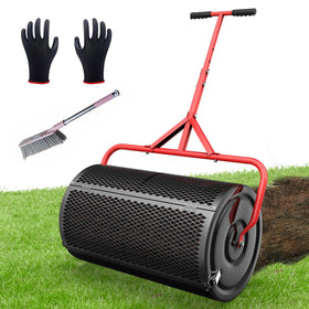 Sturdon peat moss spreader side view shows even distribution with thickened diamond mesh