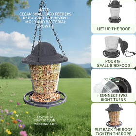 STWPYL Small Bird Feeder offers 550ml capacity for multiple small birds.