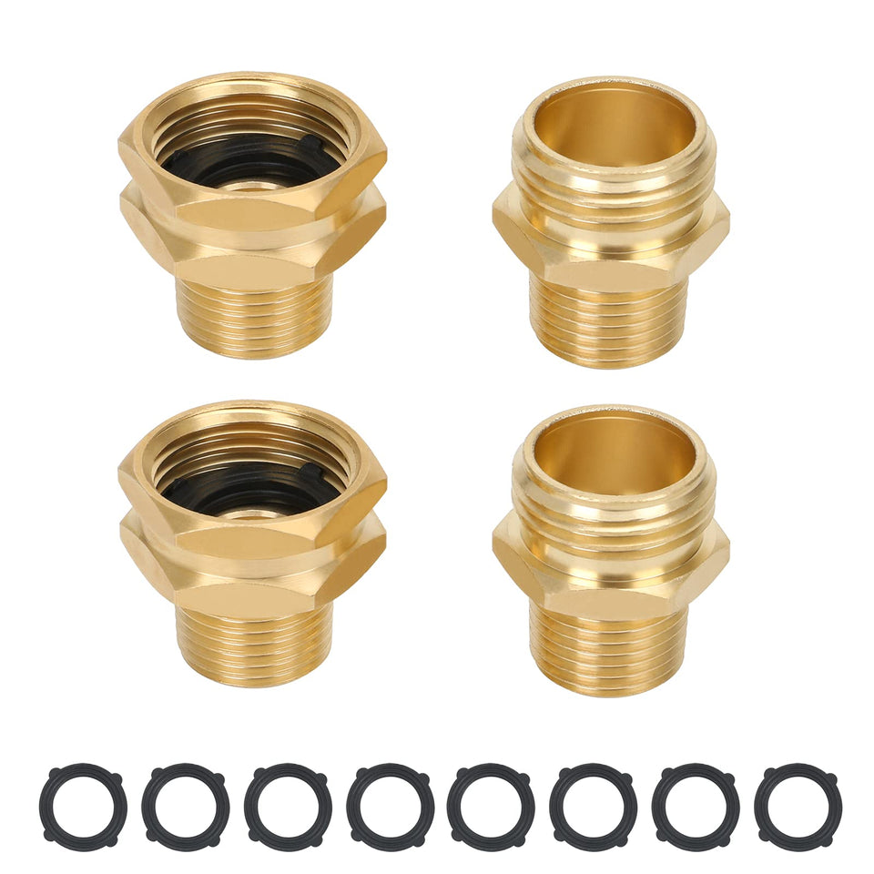 STYDDI brass GHT to NPT connector close-up showing durable construction.