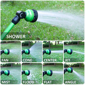Nine spray patterns offer versatile watering and cleaning options