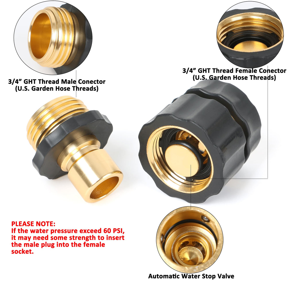 STYDDI male hose end quick connect fits sprinklers and nozzles for versatility.