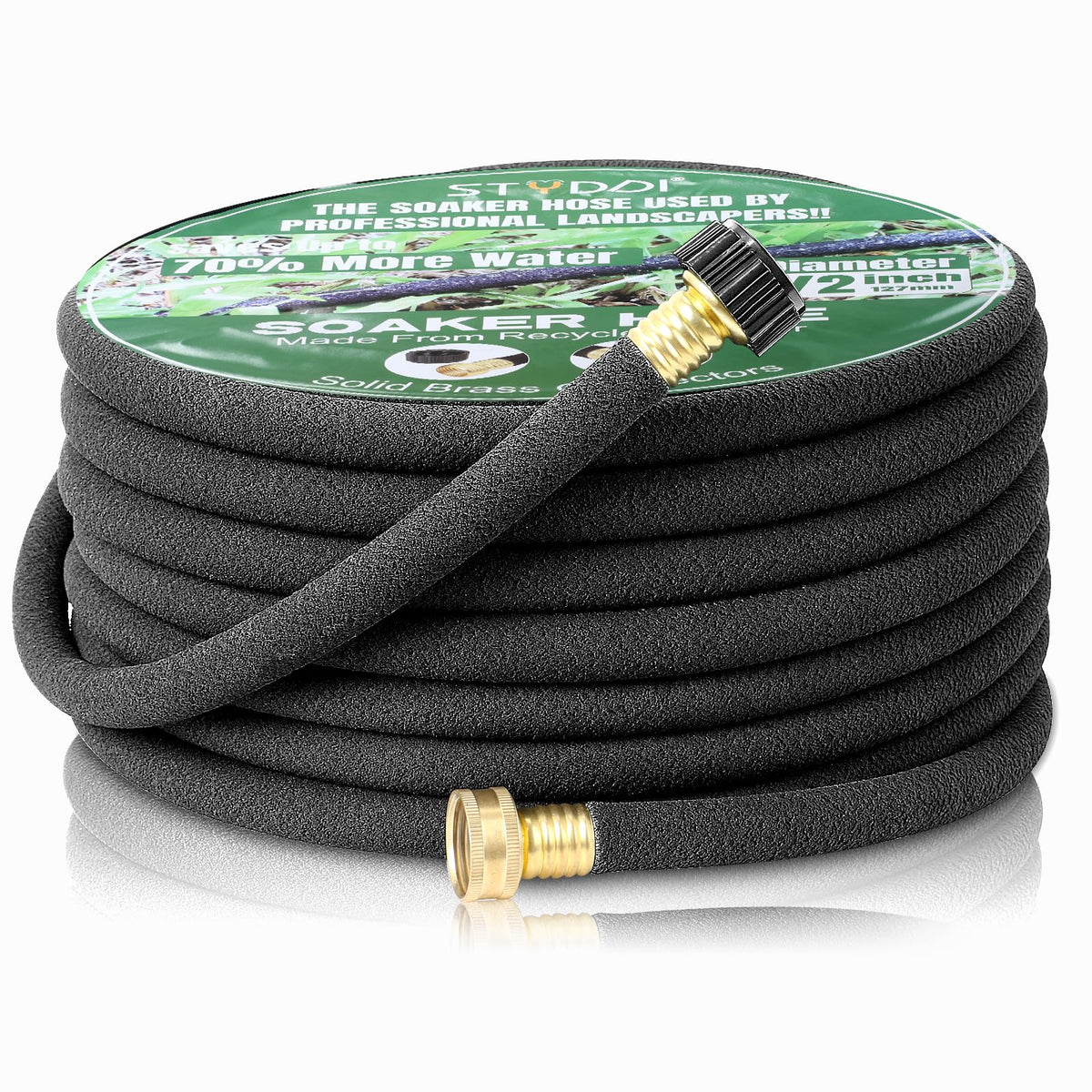 STYDDI Soaker Hose laid out for 75ft watering layout, promoting efficient irrigation.