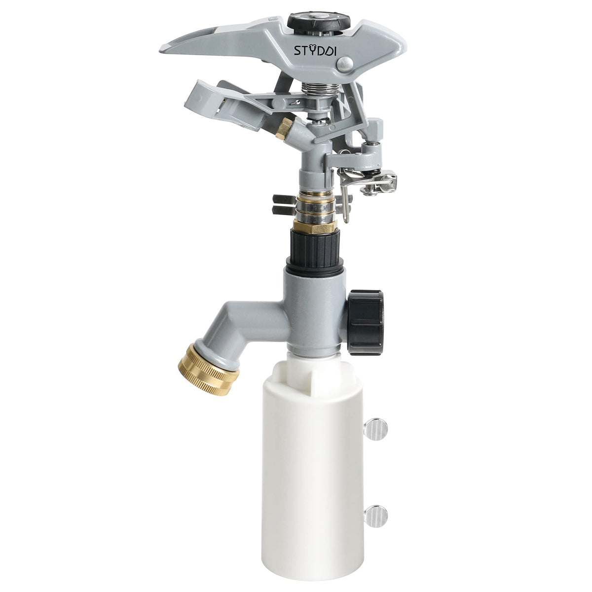 STYDDI T-Post sprinkler top-mount secure on a fence post for stable irrigation