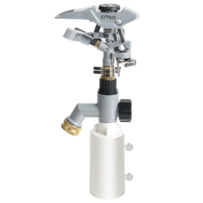 STYDDI T-Post sprinkler top-mount secure on a fence post for stable irrigation