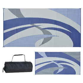 Stylish Camping 159183 reversible mat in blue-grey for outdoor patios and beaches
