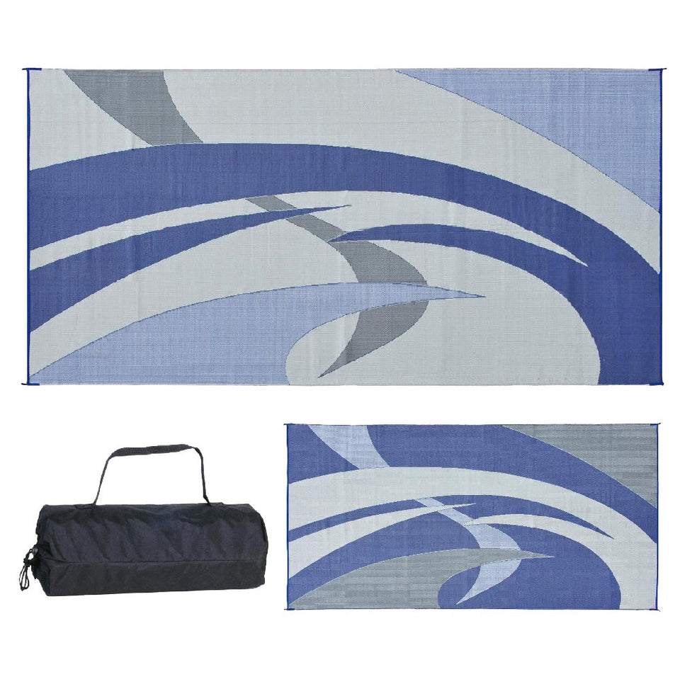 Stylish Camping 159183 reversible mat in blue-grey for outdoor patios and beaches