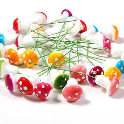 Styquenzer 32-piece mini mushrooms collection brightens fairy garden scenes with multi-color charm.