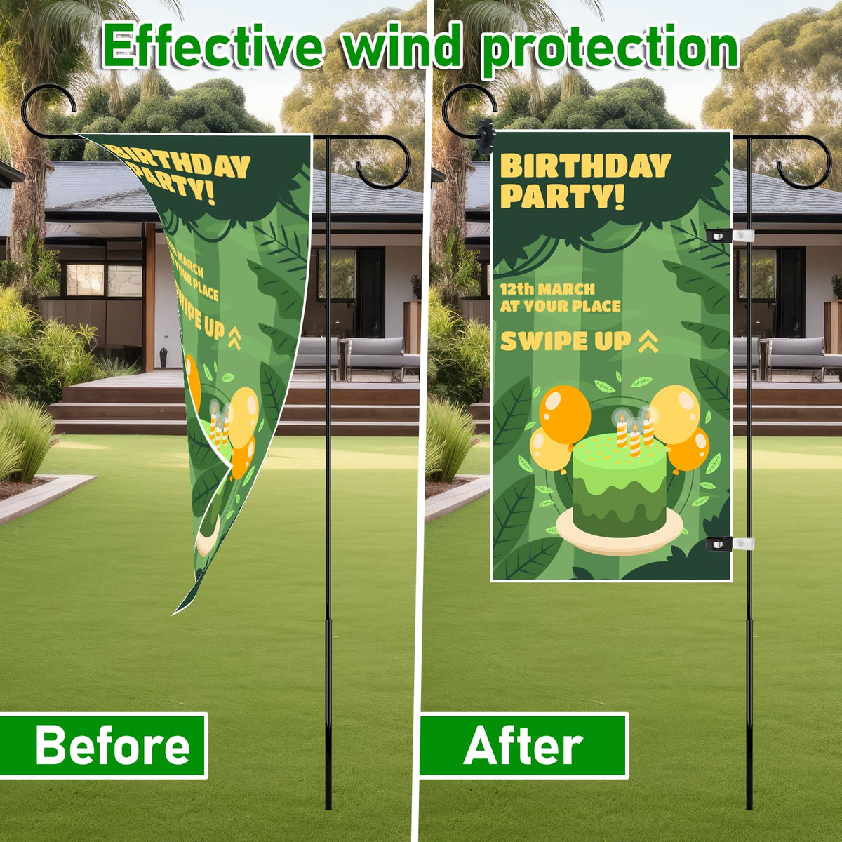 Package includes 10 clips for securing multiple garden flags