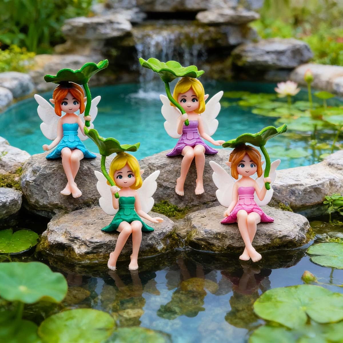 Suartus colorful mini fairy figurines for DIY landscapes