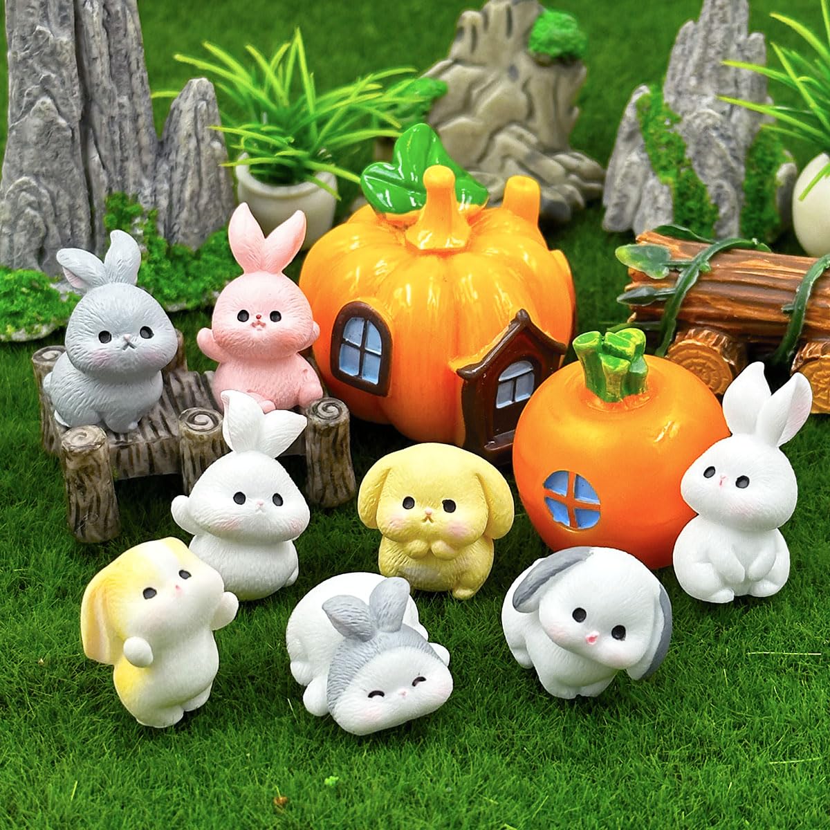 Suartus fairy garden bunnies miniatures add whimsy to micro landscapes