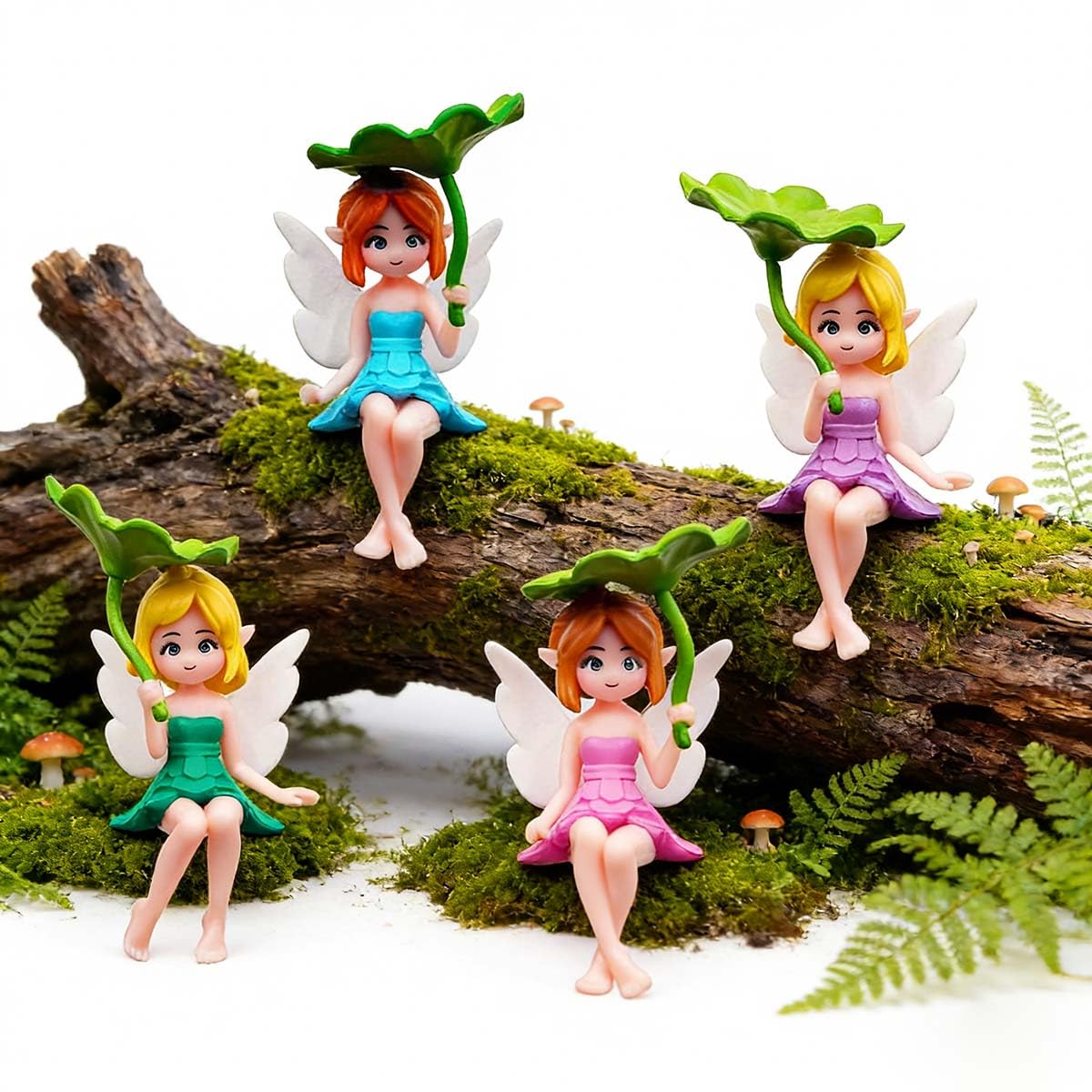 Suartus moss landscape fairy figurine adds whimsy to décor
