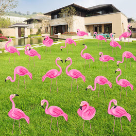 Subacy pink flamingo yard sign in a playful pose for vibrant lawn decor