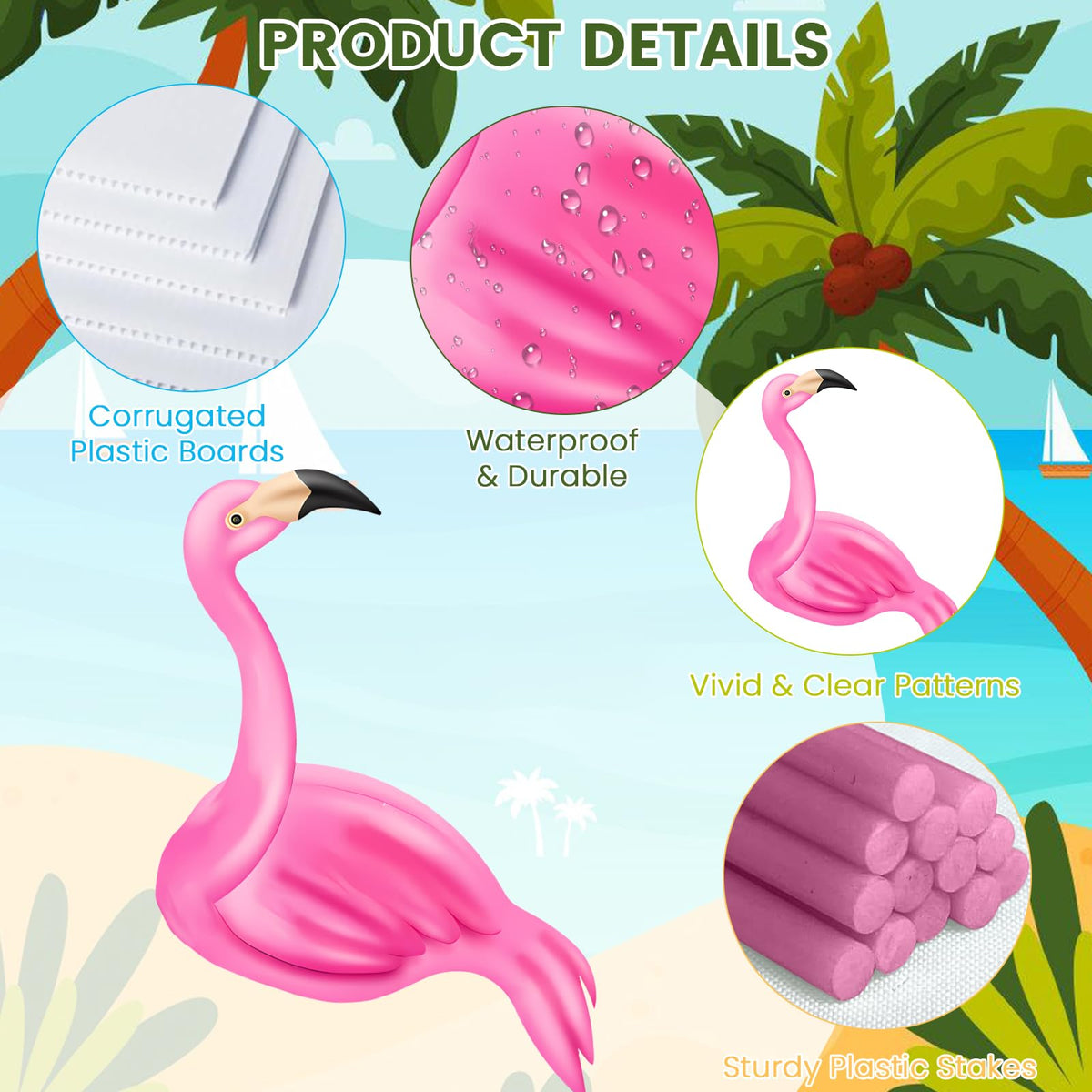 Subacy flamingo lawn sign featuring waterproof design for weather-friendly use