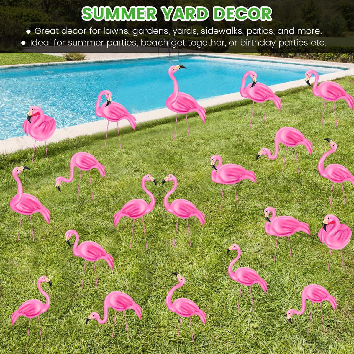 Subacy pink yard signs create a colorful backdrop for garden parties