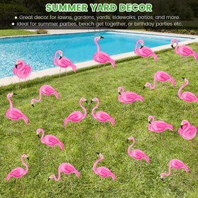 Subacy pink yard signs create a colorful backdrop for garden parties