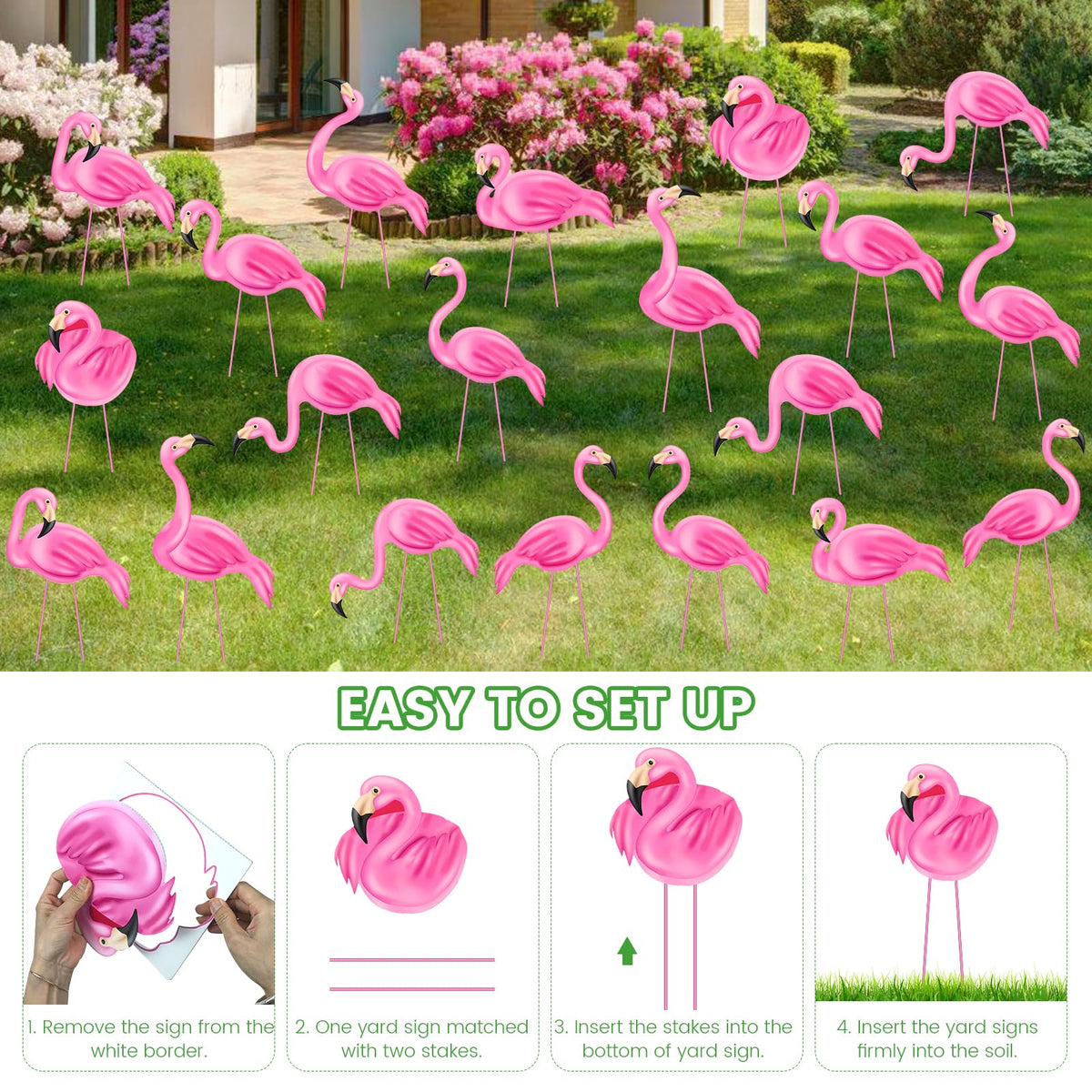 Subacy flamingo signs with stakes ensure stable display on lawns