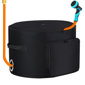 Sublimei garden hose holder standing bag with outdoor entry hole for easy deployment.