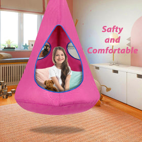SUCHDECO Kids Nest Swing Chair interior nook with two-window design