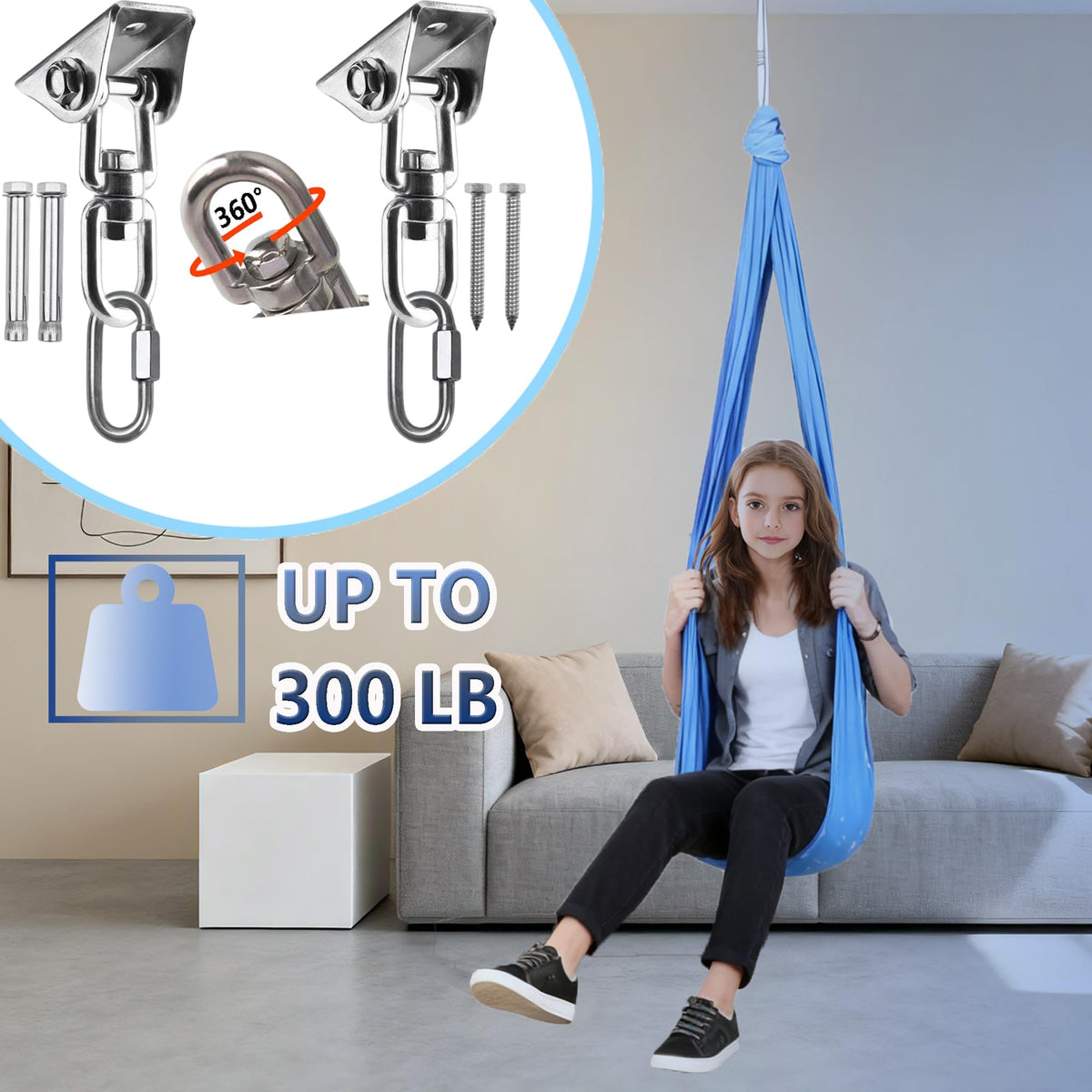 Suchdeco Sensory Swing used by a child for calming sensory input and playful exploration