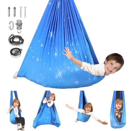 Suchdeco Sensory Swing Star-Blue outdoor hanging promotes calm outdoor play and relaxation