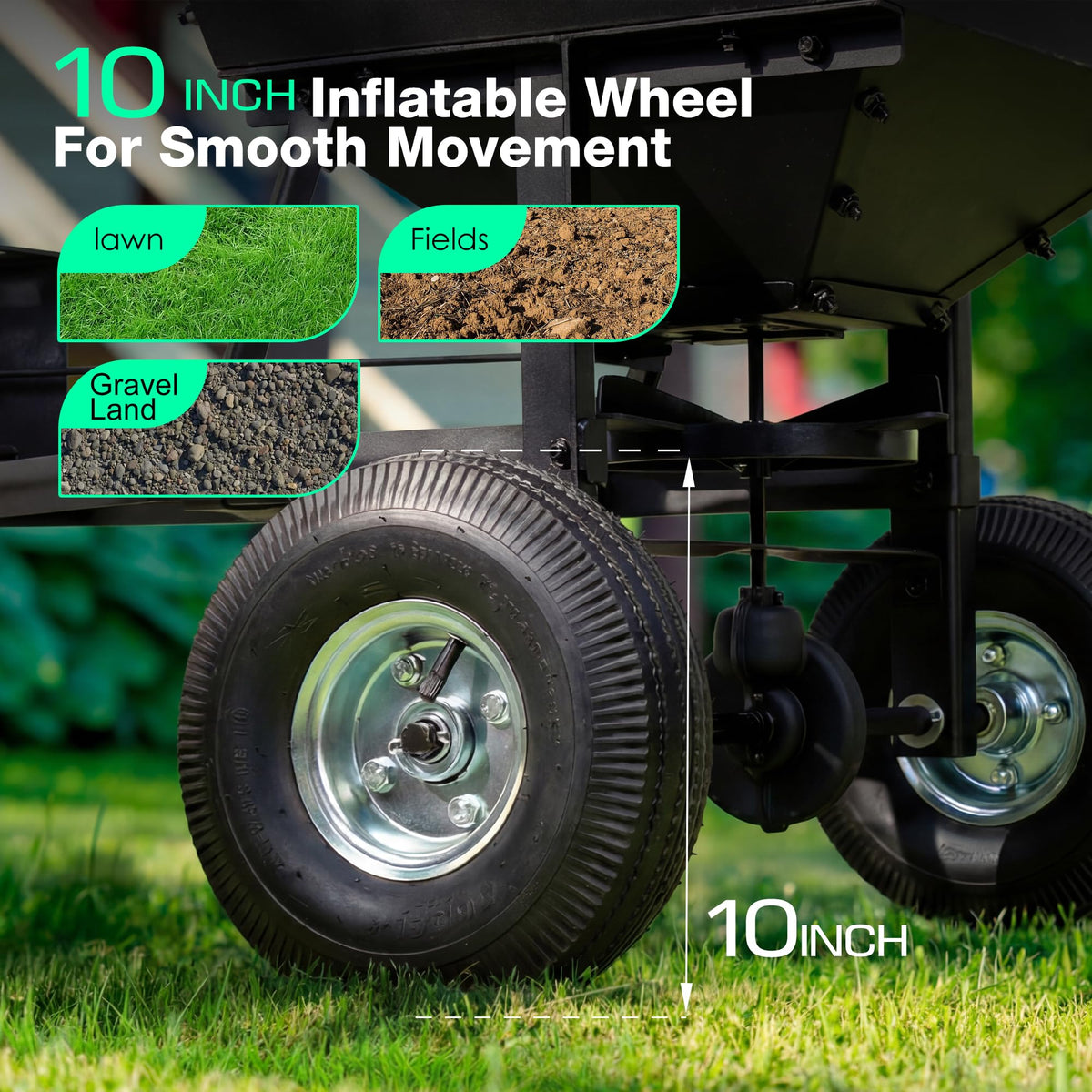 Suchtale-130-pounds-capacity-spreader handles bulk loads between refills.