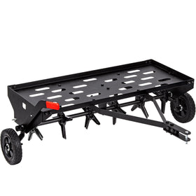Suchtale 40-inch tow-behind aerator ready for expansive lawn use, improving soil aeration and root access