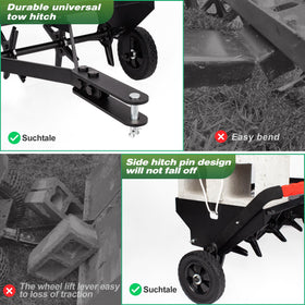 Weight tray accepts up to 125 pounds for deeper soil penetration