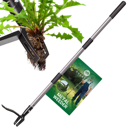 Suchtale metal weeder in action with pinch claw removing weeds at the root