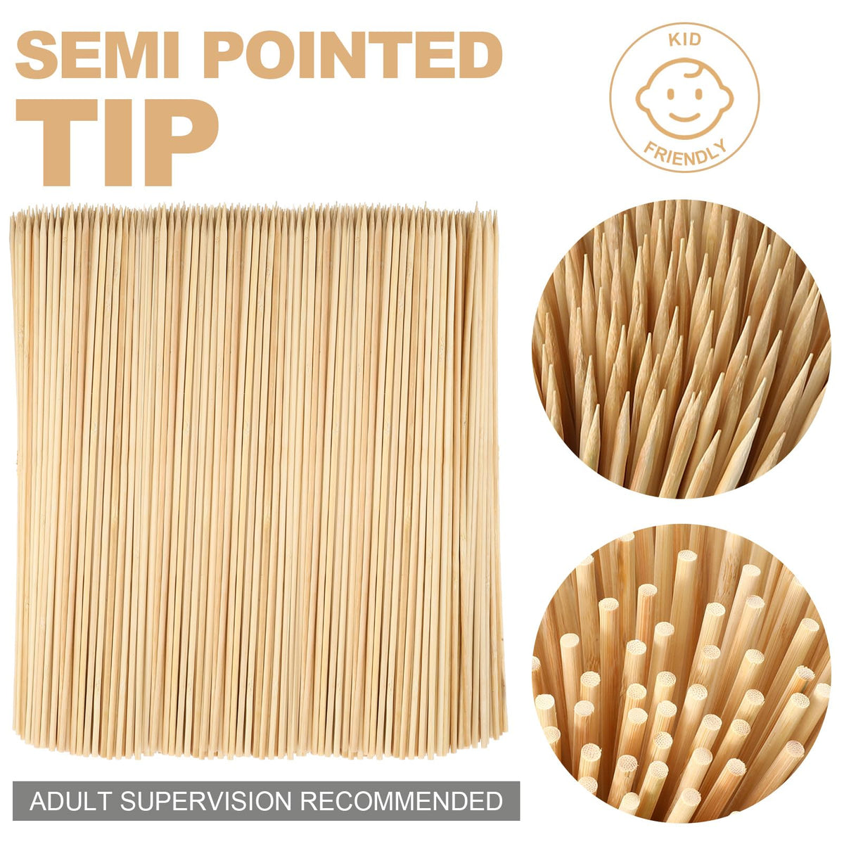 Suclain 5mm thick bamboo skewers provide sturdy grilling support