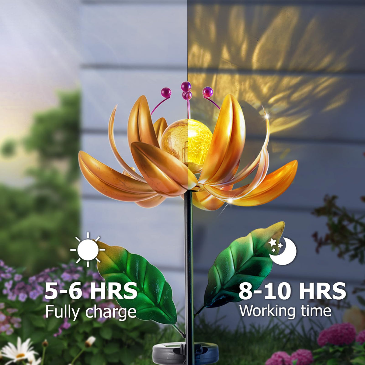 SUCUY IP65 waterproof wind spinner stands up to rain and wind for year round display.