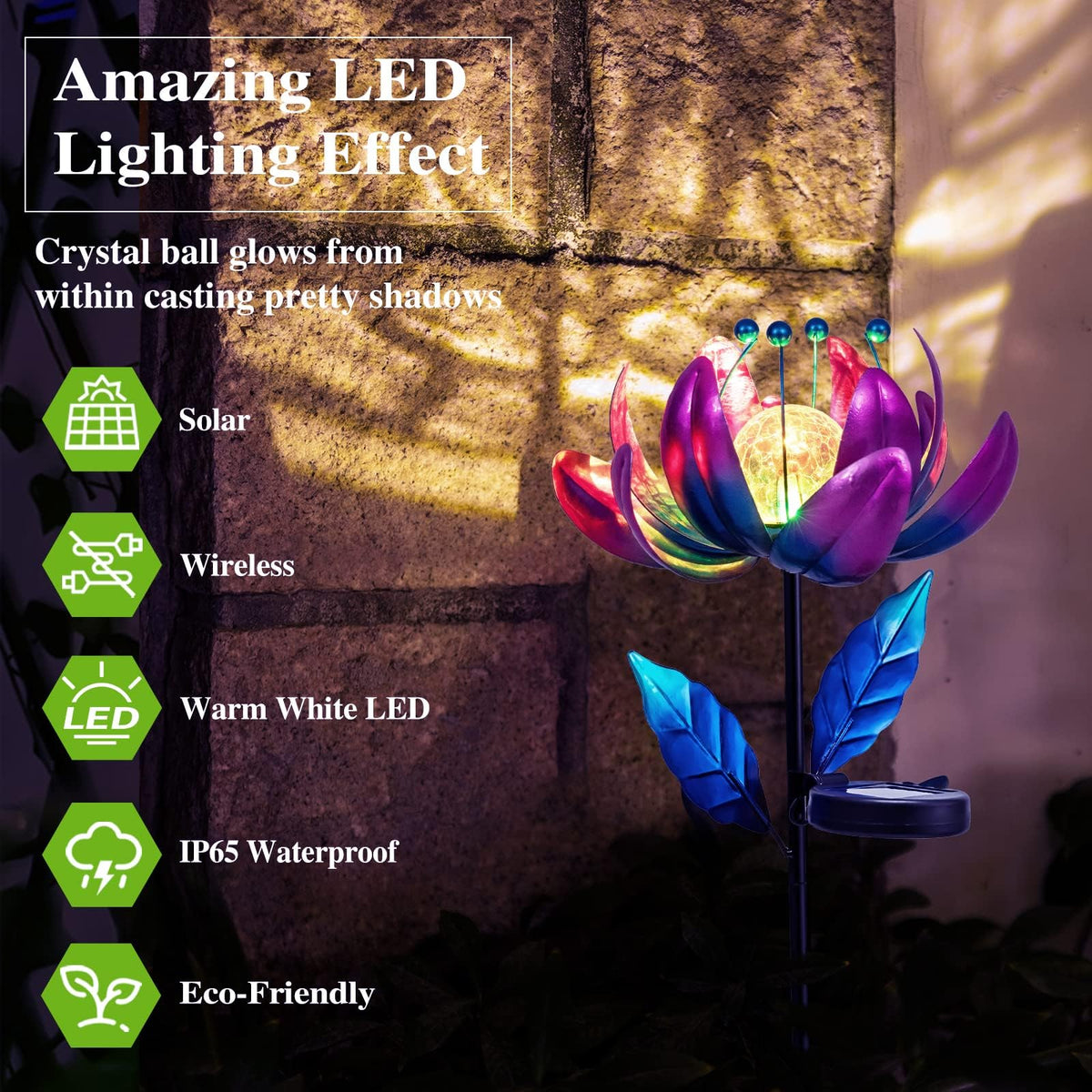 SUCUY solar wind spinner lotus in motion shines day and night.